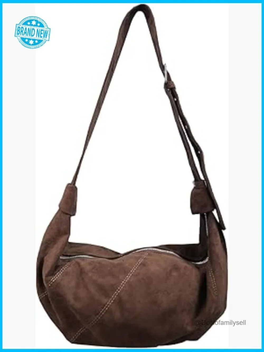 Faux Suede Hobo Shoulder Bag Crossbody Tote Slouchy Handbag Vintage